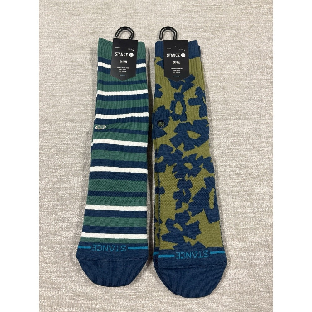 2 Pack Stance Combed Cotton Casual Socks Crew Large (9-13) Floral & Striped